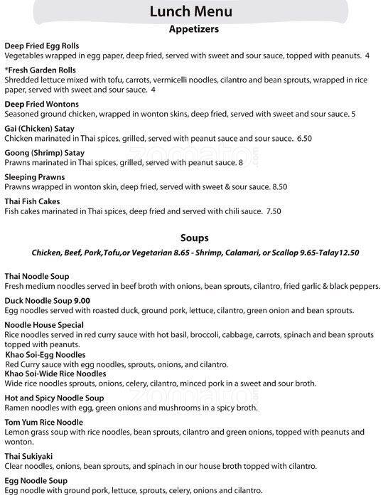 Maiphai Thai Cuisine Menu, Menu for Maiphai Thai Cuisine, Chinatown/Old ...