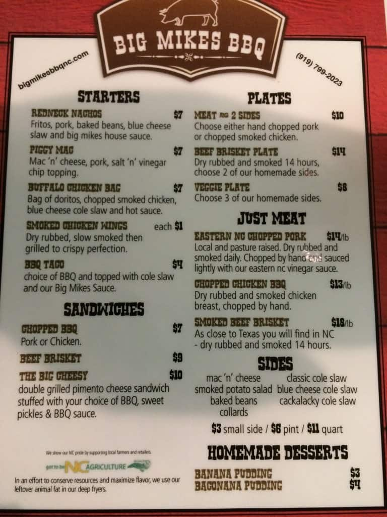 big mikes bbq menu