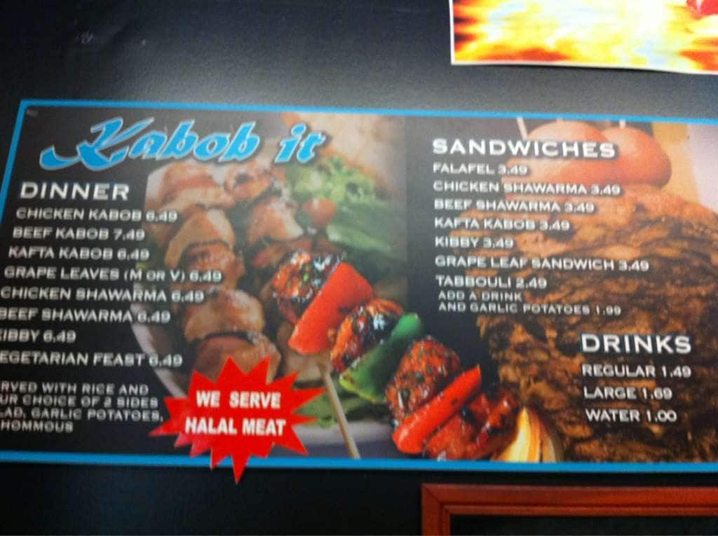 Kabob It Menu, Menu for Kabob It, Toledo, Toledo Urbanspoon/Zomato