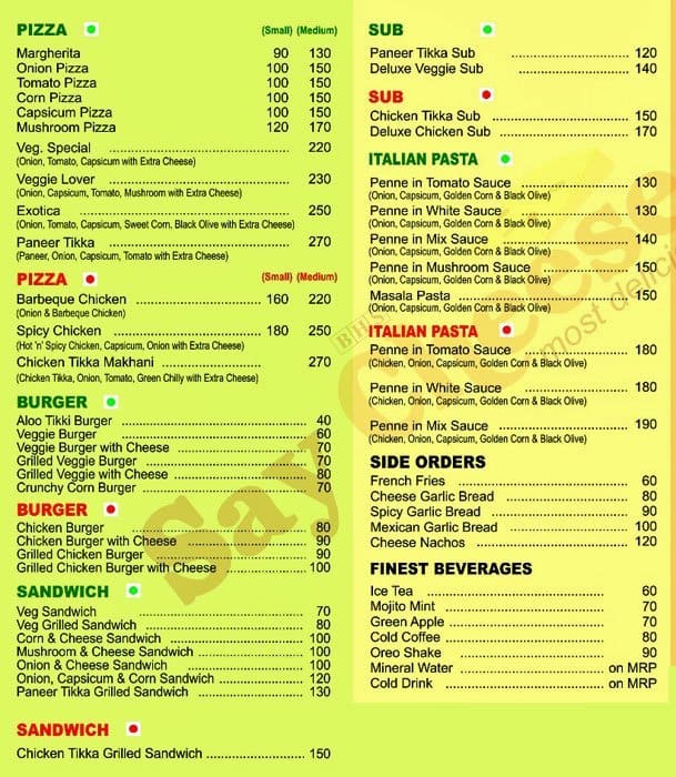 Say Cheese Menu Menu For Say Cheese Sector 14 Dwarka New Delhi