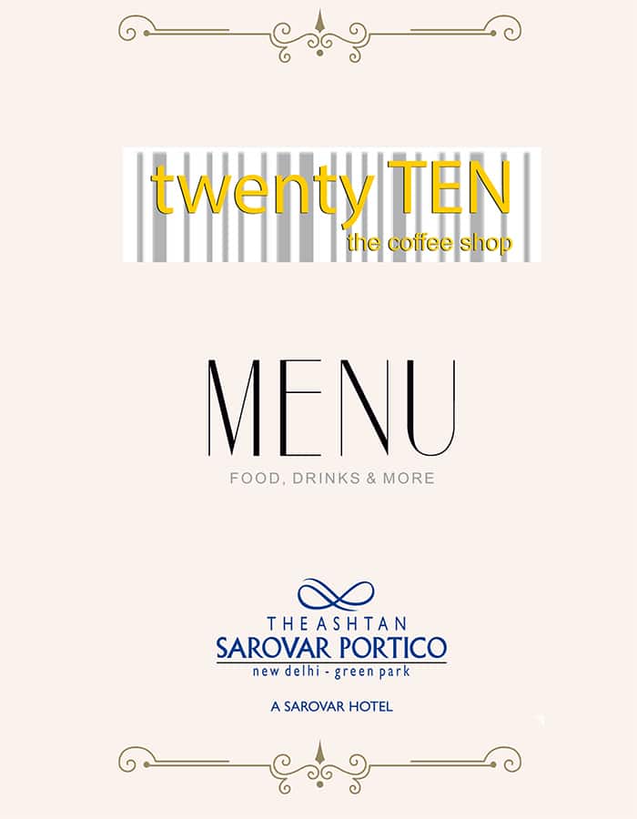 Menu of Twenty Ten, Green Park, New Delhi