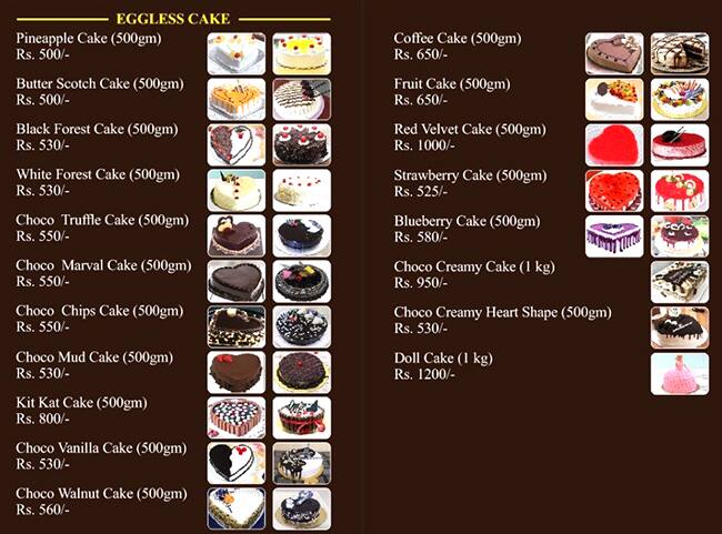 Cake Box menu