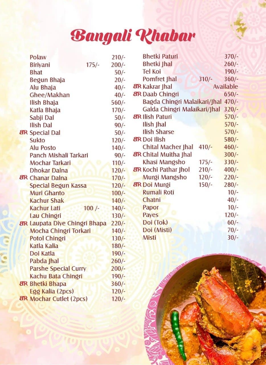 Bhajohari Ranna menu