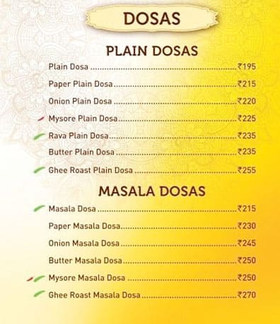 Sagar ratna menu new arrivals