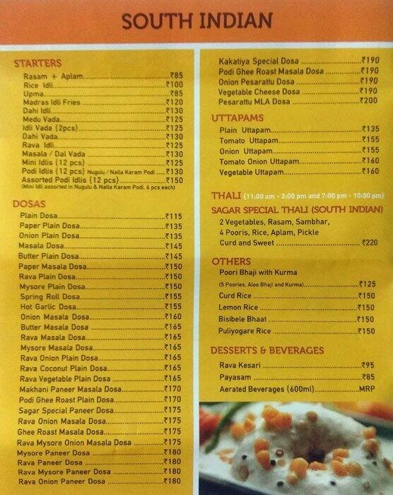 sagar ratna ashoka hotel delhi menu