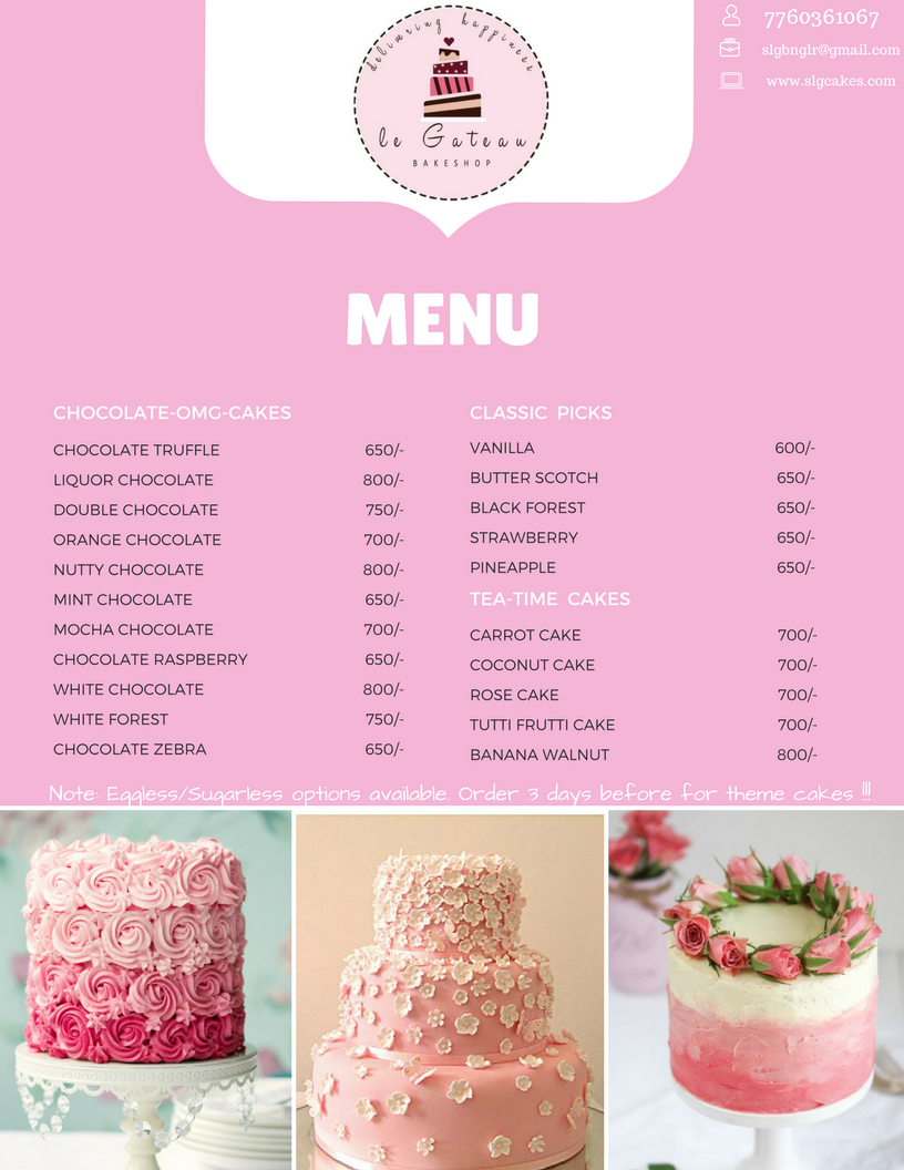 A Cake Occasion Menu - Get More Anythink's