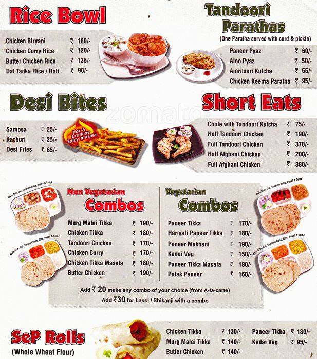 Menu at Shaan-E-Punjab, Bengaluru, 45/1 Ulsoor Road