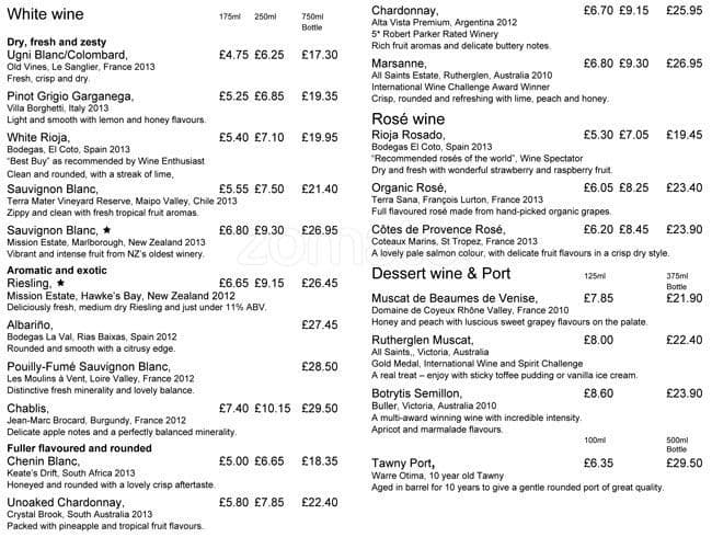 Menu at Boathouse pub & bar, London, 32 Brewhouse Lane