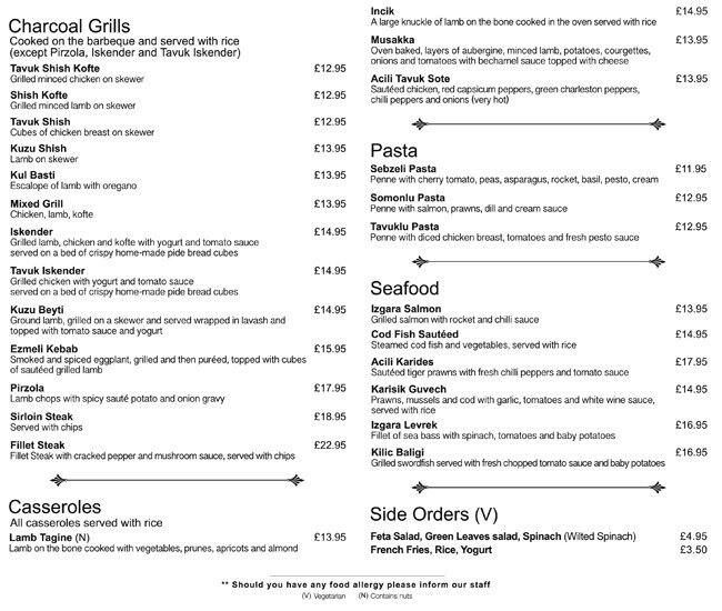 Menu at HAZ St Paul's restaurant, London, 34 Foster Ln