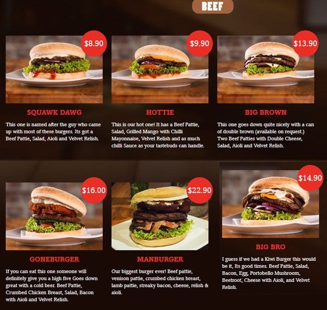 Velvet Burger Menu, Menu for Velvet Burger, Fort Street, Auckland ...