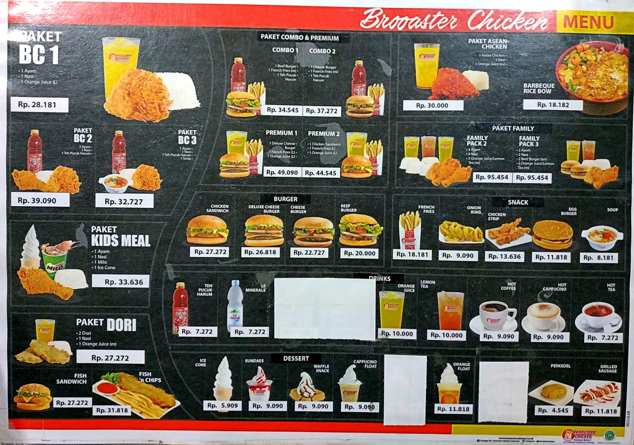 Menu At Brooaster Chicken Mega Bekasi Hypermall Lt 1 Restaurant, Bekasi ...