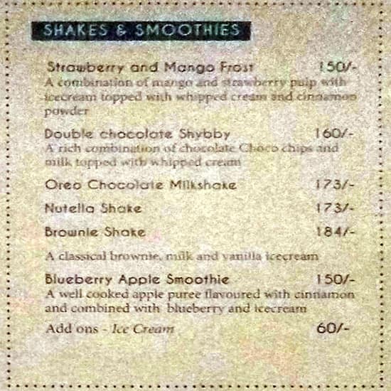 The Gallery Cafe menu