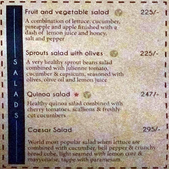 The Gallery Cafe menu