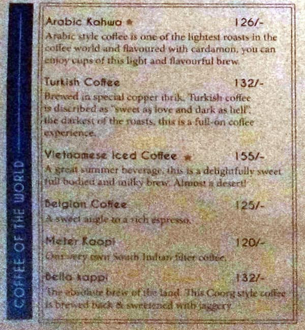 The Gallery Cafe menu