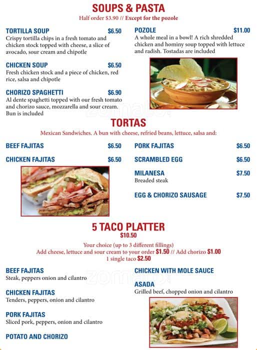 Santa Rosa Menu, Menu for Santa Rosa, Port Coquitlam, Metro Vancouver