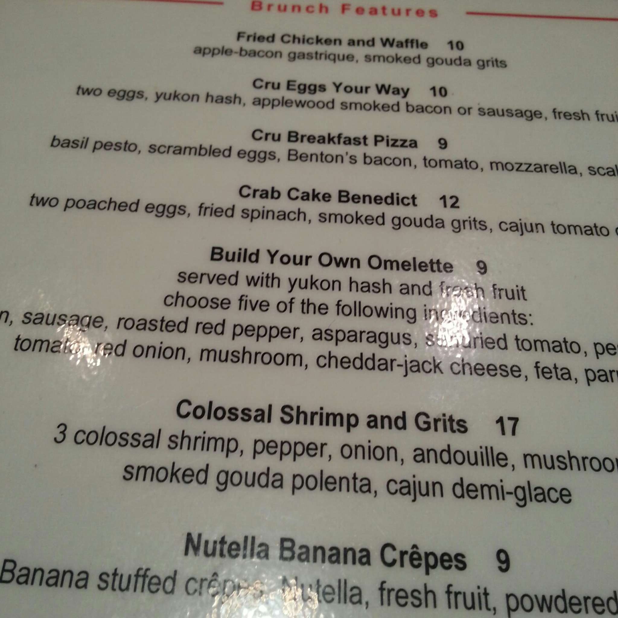 Crù Bistro and Wine Bar Menu Urbanspoon/Zomato