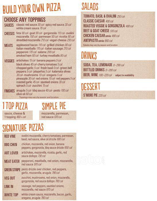 Blaze Pizza Menu, Menu for Blaze Pizza, Visalia, Visalia Urbanspoon