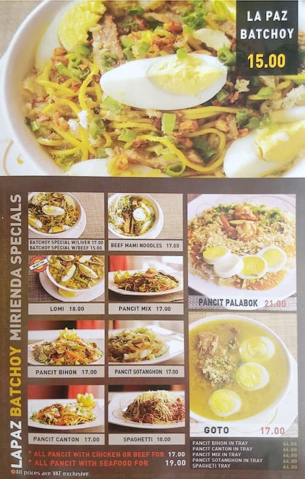 La Paz Batchoy Menu - malaynesra