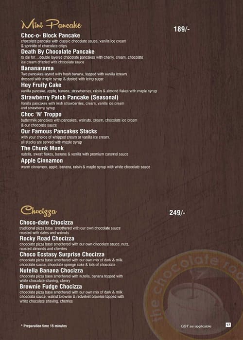 Menu at The Chocolate Room, Ranchi, In Food court