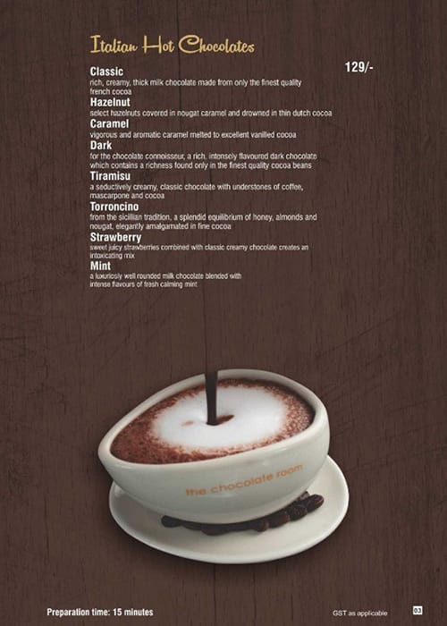 Menu at The Chocolate Room, Ranchi, In Food court