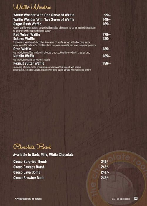 Menu at The Chocolate Room, Ranchi, In Food court