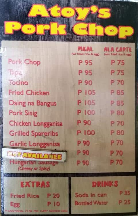 Atoy's Pork Chop Menu, Menu for Atoy's Pork Chop, Talon, Las Piñas City ...