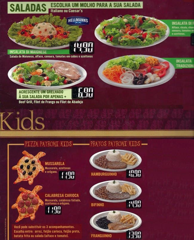 PATRONI VIAPARQUE cardápio