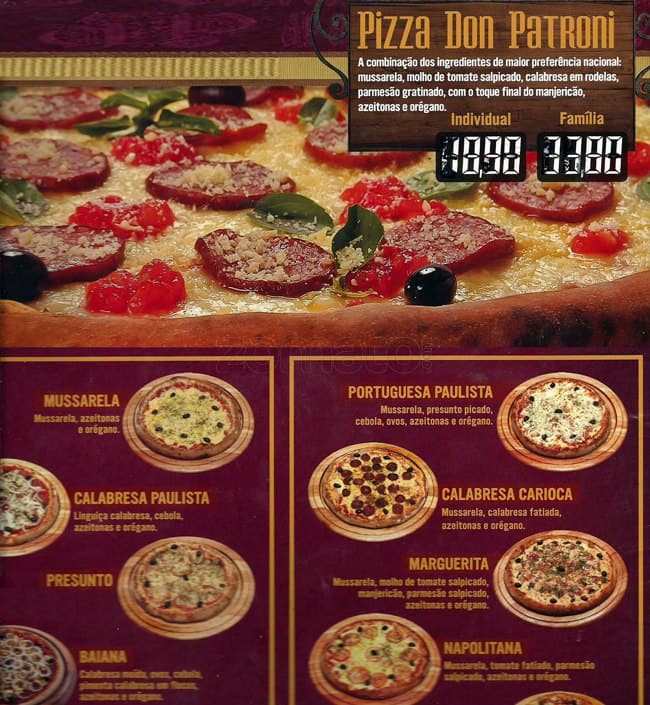 PATRONI VIAPARQUE cardápio