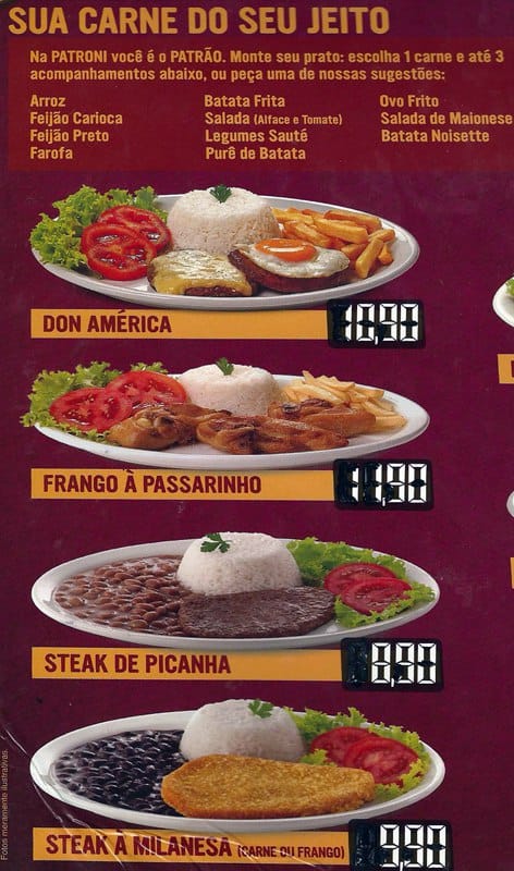 PATRONI VIAPARQUE cardápio