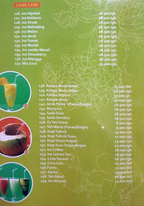 Menu at Rumah Makan Bambu Kuning restaurant, Tangerang