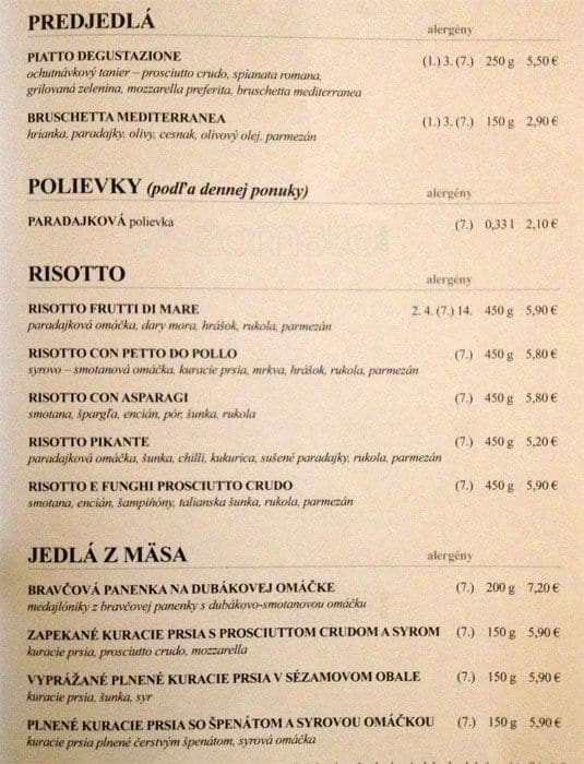 La Trattoria Menu,Menú para La Trattoria, Ružinov, Bratislava II Obedovat/Zomato