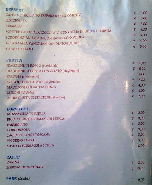 Al Palazzaccio Speisekarte