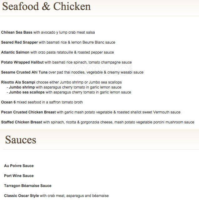 Menu at Dino’s Steak and Claw House steakhouse, Grapevine