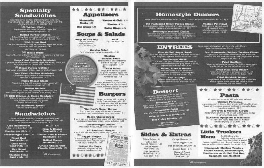 the fort lebanon nh menu