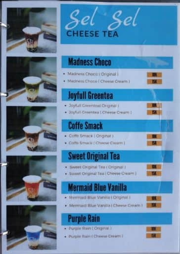 Sel Sel Cheese Tea Menu, Menu For Sel Sel Cheese Tea, Pluit 