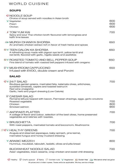 24/7 Restaurant The Lalit Mumbai Menu Zomato