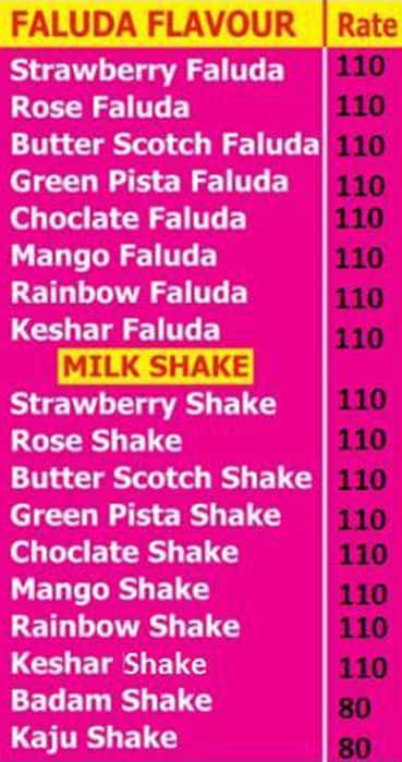 Darshan Ice Cream menu