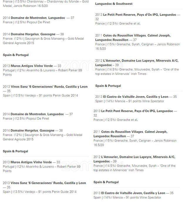 Menu at BANG restaurant & wine bar, Dublin, 11 Merrion Row