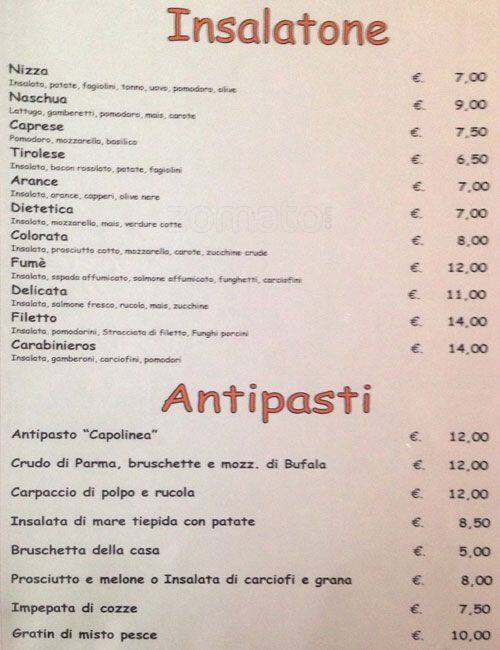 Menu di Capolinea 