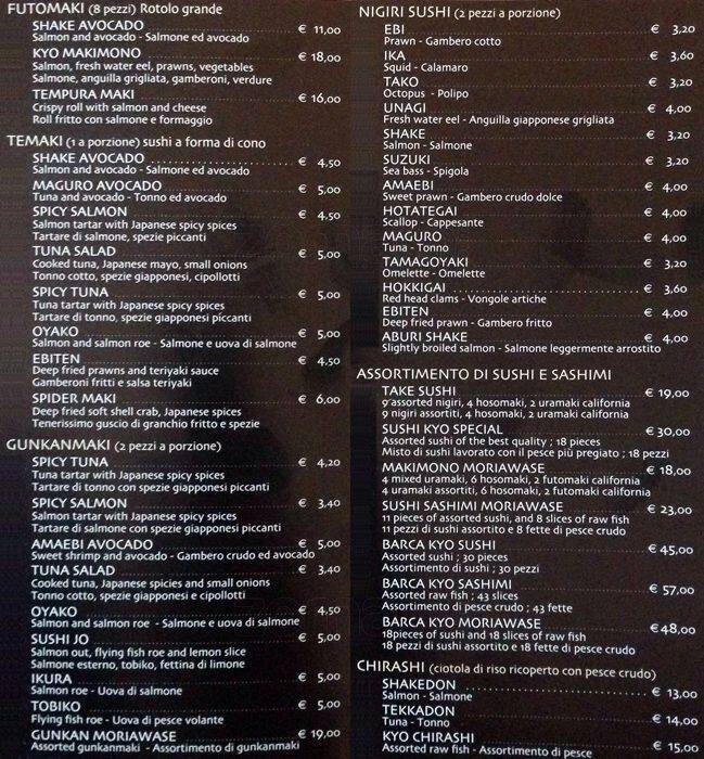 Menu di Kyo 