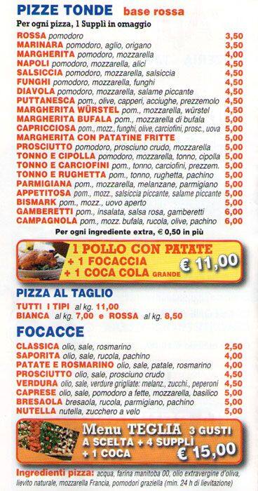 Menu di L'appetitosa 