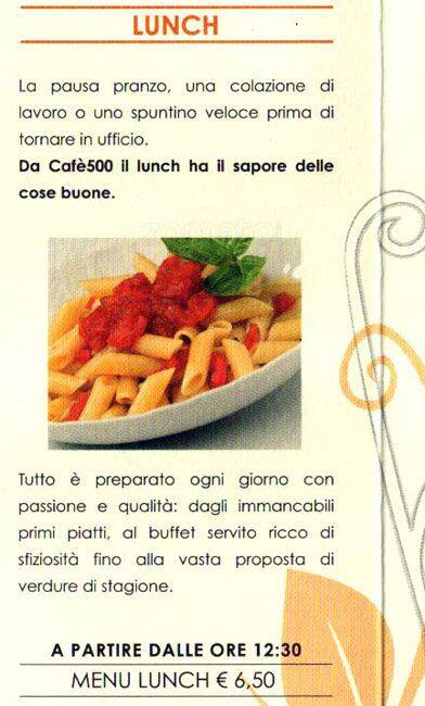 Menu di Cafè 500 