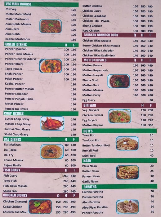 Menu of Chacha Food Street, Sector 53, Noida