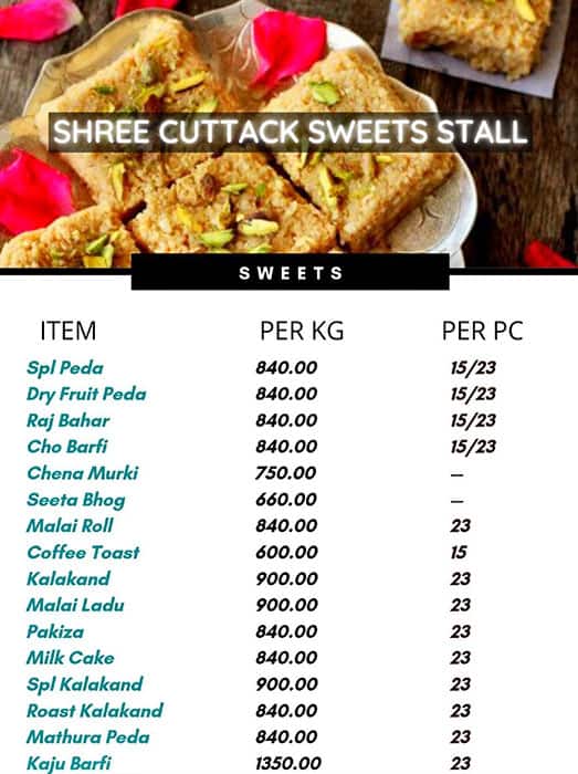 Shree Cuttack Sweets Stall menu