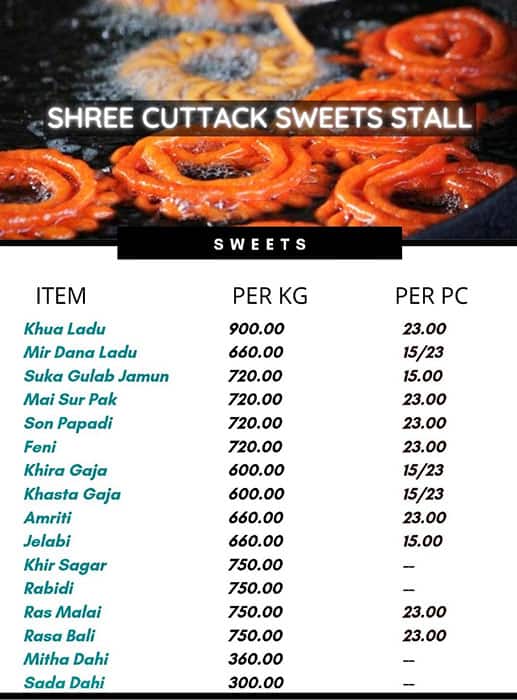Shree Cuttack Sweets Stall menu