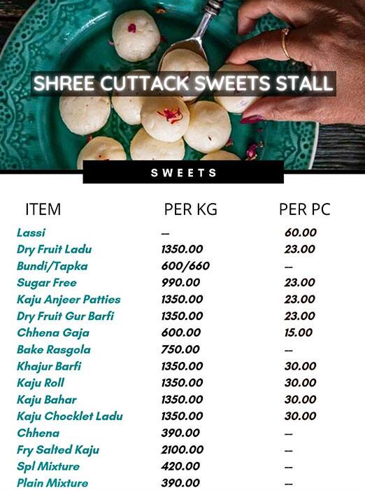 Shree Cuttack Sweets Stall menu