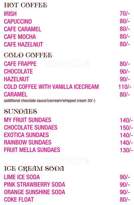 Café 88 menu
