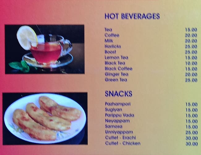 New Kairali Family Restaurant menu