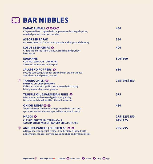 Menu of Purple Martini, Anjuna, Goa