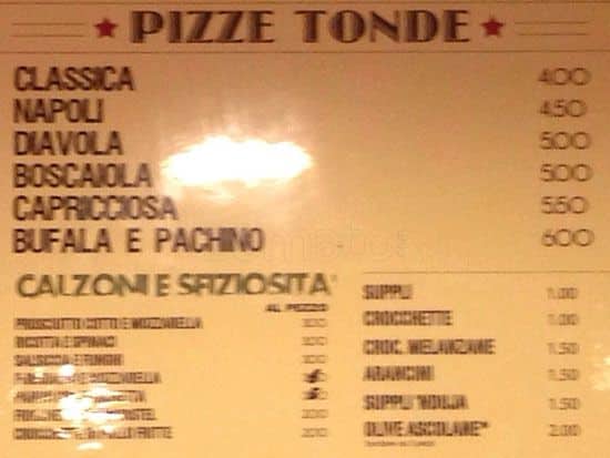 Menu di Cinque 